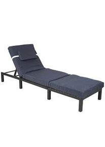 Mendler Tumbona de poly rattan HWC-A51, Tumbona de jardín Relax Lounger ~ Premium antracita, cojines grises