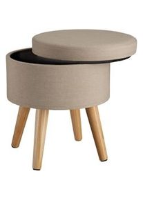 TecTake Sgabello Yumi imbottito effetto lino con contenitore 150 kg - sabbia - 403969