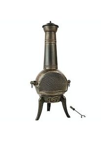 TecTake Estufa de leña de hierro fundido para terraza gris - 402197
