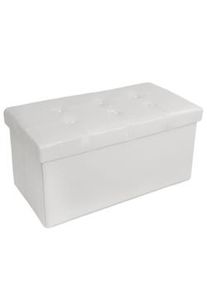 TecTake Cassapanca pouf pieghevole in pelle sintetica con contenitore 80 x 40 x 40 cm - bianco - 400868