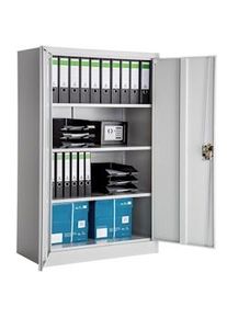 TecTake Armario archivador con cierre de seguridad y 4 alturas 140x90x40cm - gris - 402482
