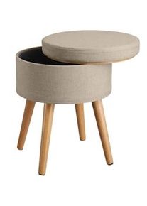 TecTake Taburete acolchado YARA, aspecto lino, con almacenamiento hasta 300 kg - arena - 403972