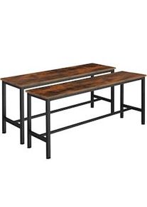 TecTake 2 bancos Fairfield Madera industrial oscura, rústica - 404547