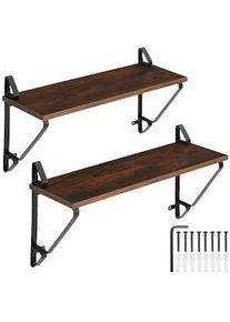 TecTake 2 estantes de pared Irvine - Madera industrial oscura, rústica - 404427