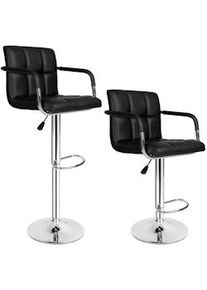 TecTake 2 taburetes de bar cuero sintético Harald - negro - 401572