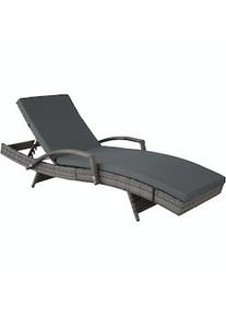 TecTake Tumbona de ratán OCÉANE de aluminio - gris - 403147