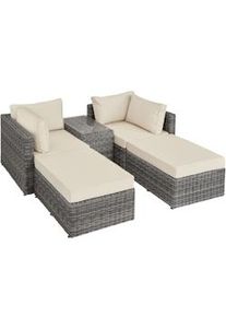 TecTake Set in rattan con telaio in alluminio San Domino - grigio - 403169