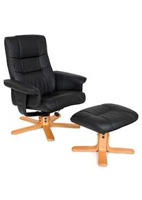 TecTake poltrona da TV con poggiapiedi, modello 1 - nero/beige - 401058