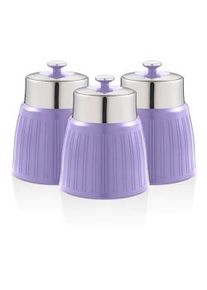 Swan SWKA1024PURN Retro Set di 3 Barattoli cucina da 1,2 L, Ermetico Té, Spezie, Design Vintage, Viola
