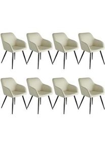 TecTake 8x Sedia Marilyn tessuto - crema/nero - 404768