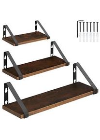TecTake 3 estantes de pared Cowell - Madera industrial oscura, rústica - 404429