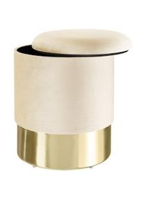 TecTake Taburete SARINA tapizado en terciopelo con almacenamiento hasta 300 kg - crema - 403960