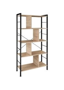 TecTake Estantería Charlestón 75,5x30x155cm madera industrial clara, roble Sonoma - 404546