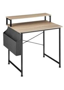 TecTake Scrivania con ripiano e sacca in tessuto - Industriale legno chiaro, rovere Sonoma, 80 cm - 404663