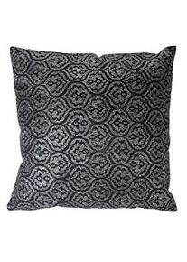 Mendler Almofada decorativa barroca, almofada de sofá almofada decorativa com enchimento, efeito preto brilhante 45x45cm
