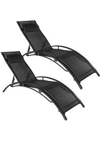 TecTake Conjunto de 2 tumbonas Alina - negro - 403067