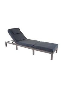 Mendler Tumbona Poly-Rattan HWC-A51, Tumbona de jardín Relax Lounger ~ Premium gris, Cojín gris oscuro