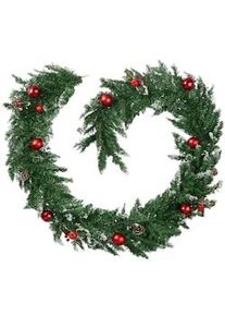 TecTake Ghirlanda natalizia con palline e pigne di abete, estetica naturale, 2,7 m - rosso/verde - 403315