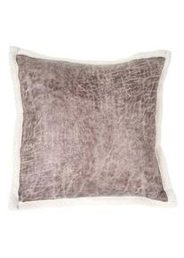 Mendler Almofada decorativa imitação de camurça, almofada de sofá almofada decorativa com enchimento, imitação de pele castanha 45x45cm
