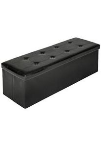 TecTake Cassapanca pouf pieghevole con contenitore, in pelle sintetica 110 x 38 x 38 cm - nero - 401822