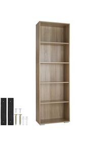 TecTake Estantería LEXI 5 compartimentos 60x30x190cm - madera clara, roble Sonoma - 403607
