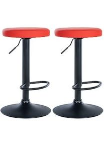 CLP Lot de 2 tabourets de bar Ponte en similicuir noir – rosso