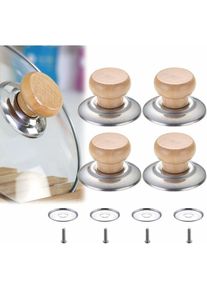 4 Pièces Bouton Poignée De Couvercle En Bois, Boutons Universels de Rechange, Boutons Couvercle, Ustensiles de Cuisine Remplacement Boutons