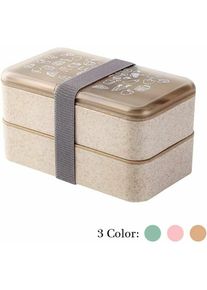 Boîte Bento Boîte Repas 2 Niveaux sans BPA avec Couverts Réutilisables Lunch Box Style Japonais pour Micro-Ondes Congélateur Lave-Vaisselle bento Box