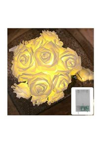 Jalleria - Guirlande lumineuse led roses blanches – Batterie de 3 m 20 fleurs blanc chaud Guirlande lumineuse rose Décoration pour chambre à coucher,