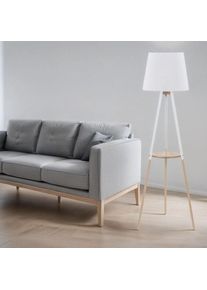 Licht-Erlebnisse - Lampadaire d'intérieur vaio trépied en bois blanc au design moderne en style scandinave E27 H:148 cm - Bois, blanc - bois, blanc