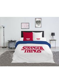 Parure de lit double réversible Stranger Things - Blanche et Rouge - 220 cm x 240 cm