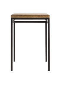 Miliboo Table haute carrée en manguier massif et métal noir L70 cm ypster - Bois clair / noir