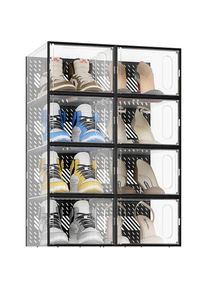Joiscope - Rangement transparent pour chaussures empilables, pliable et empilable, pour chaussures jusqu'à la taille 44, chaussures de sport, talons