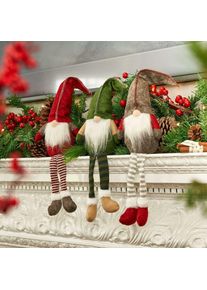 Lot de 3 décorations de Noël gnome en peluche – Ornements suédois faits à la main Tomte Santa Elf – Décorations de Noël gnome pour la maison, le