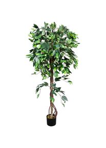 Ficus Benjamina Plante Arbre Artificielle Artificiel 165cm avec Bois Véritable Domaine Interne Decovego