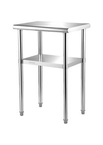 Mophorn - vevor Table de Travail Inox 61 x 46 x 91 cm Table de Preparation Inox 2 Niveaux Charge 272,4 kg Table de Cuisine Inox Etageres Reglables en