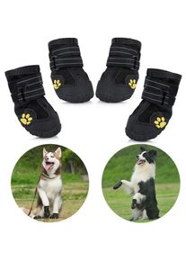 Bottes pour chien de protection, Lot de 4 étanche Chaussures de chien pour chiens de taille moyenne et grande - Noir(2)