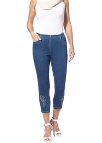 Dames 7/8-jeans met folkloreborduursel blue-stonewashed Maat 42