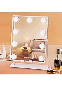 FOREHILL Miroir de Maquillage hollywoodien avec lumières, Miroir Cosmétique LED, 9 Ampoules, 3 Modes de Couleur Réglables Contrôle Tactile, avec