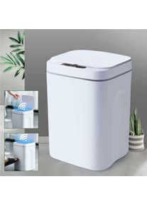 Senderpick - Poubelle intelligente avec détecteur automatique pour la maison, le salon, la cuisine, la salle de bain et les toilettes, 16L (blanc)