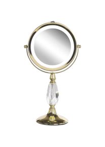 Miroir de Maquillage Pivotant Éclairage led en Acier et Verre Doré ø 18 cm Parfait Pour Votre Espace Cosmétique Maury Beliani Doré