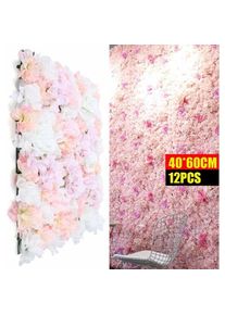 Lot de 12 fleurs artificielles, mur de roses, mur de fleurs artificielles diy Wedding Street Background 40 60Cm (Rose)