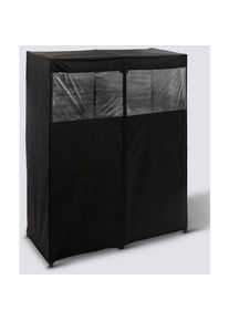 Penderie, armoire intissée en fer, polypropylène coloris noir - Longueur 120 x Profondeur 49 x Hauteur 163 cm Pegane