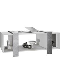 Vladon - Table basse de salon table de canapé table d'appoint Ida en Blanc mat - Panneaux en Metal rêche - Panneaux en Metal rêche