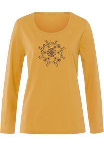 Dames Pyjama oker/zwart bedrukt Maat 40/42