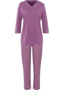 Dames Pyjama paars/lichtroze bedrukt Maat 40/42