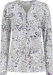 Dames Jerseyblouse ecru/marine geprint Maat 40