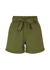 Tom Tailor Denim Damen Shorts mit elastischem Bund, grün, Logo Print, Gr. XL, lyocell