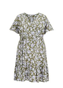 WE Fashion Kleid Damen oliv / violettblau / weiß Größe 44