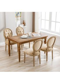 Chaises de salle à manger lot de 4 chaises de cuisine avec boutons capitonnés Chaise Louis rembourrée à dossier rond chaise médaillon, pieds en bois